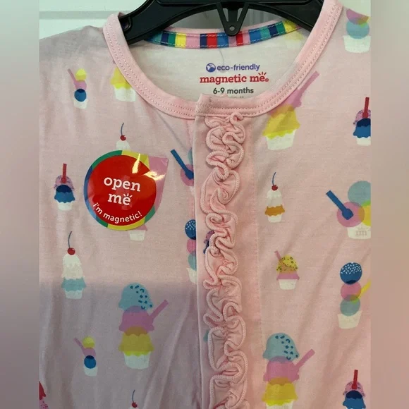 MAGNETIC ME Sundae Funday With Ruffle Detail Footie Pajamas | Pink - Picture 8 of 10